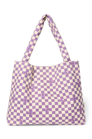 Violet Checkerboard Mom Bag