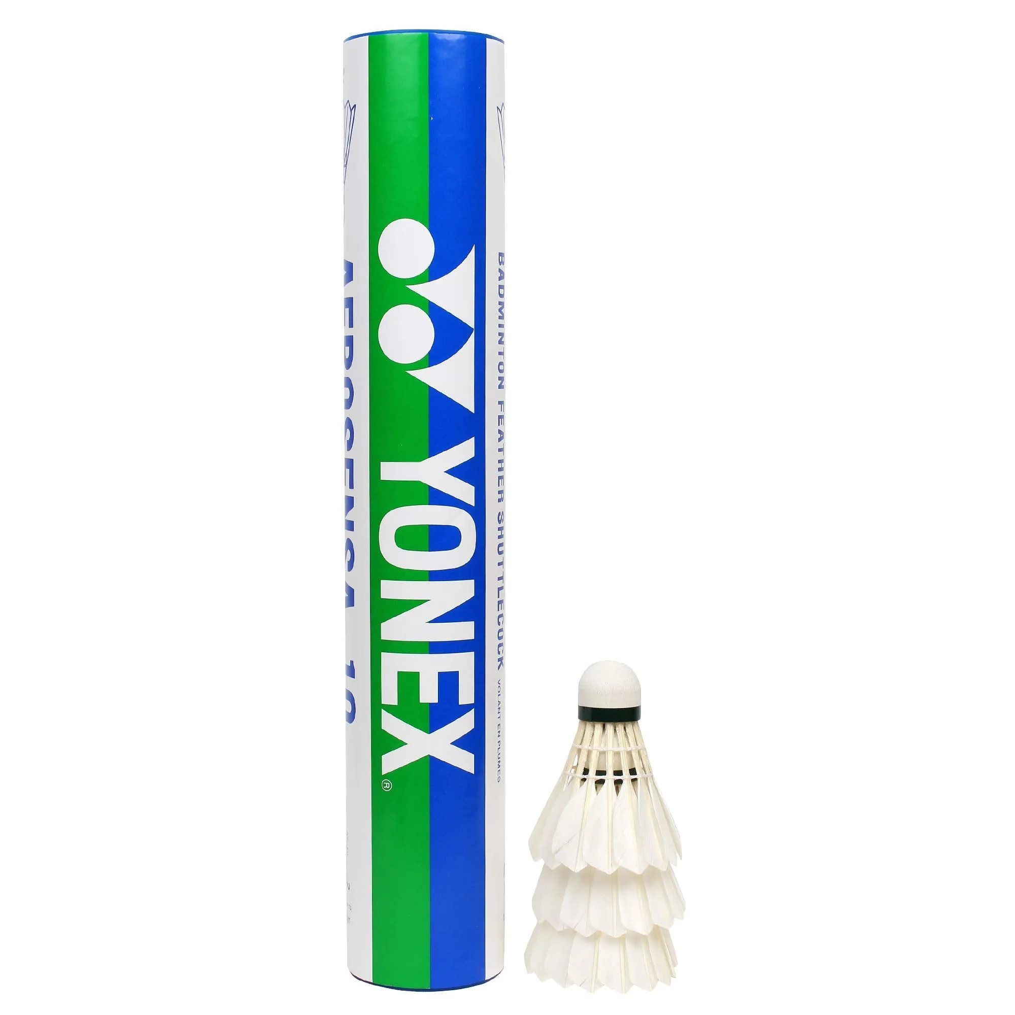 Yonex Aerosena 10 Feather Badminton Shuttlecocks (White, Medium Speed)  | Goose Feather | Solid Cork